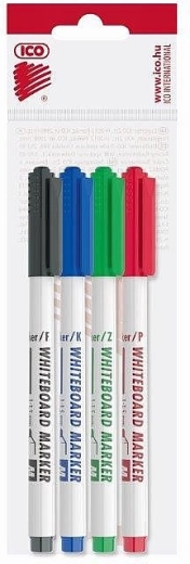 Set de marqueurs pour tableaux blancs, pointe fine, 4 couleurs