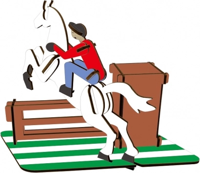 Woodcraft houten 3D puzzel pennenhouder Paardenrennen