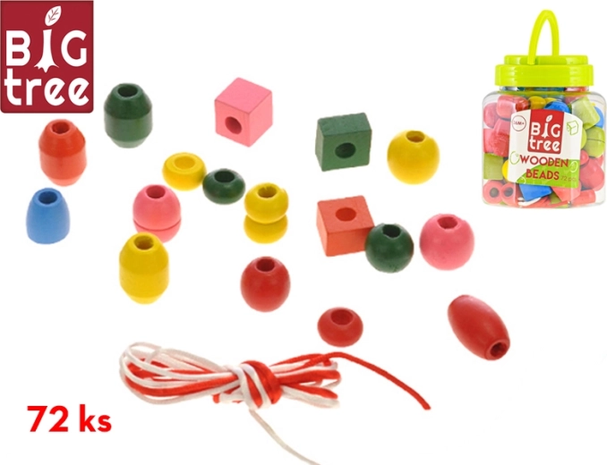 Wooden beads in a jar – 72 pcs