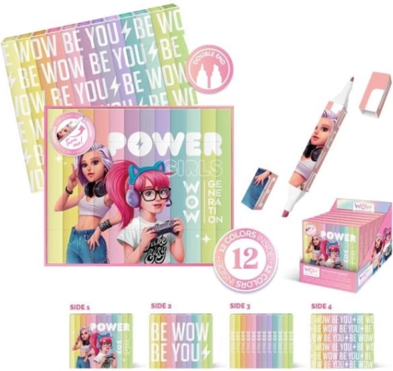 Double-Ended Markers 12 Colors WOW Generation