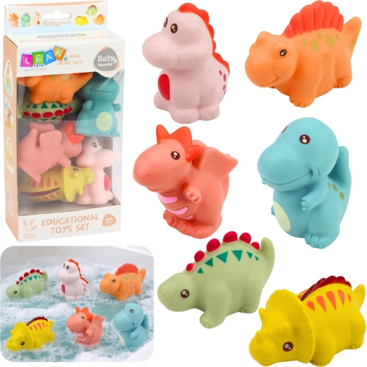 Pastel bath rubber dinosaur set, 6 pcs