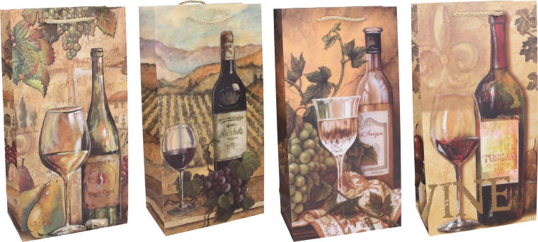 Sac cadeau pour 2 bouteilles M, 18 × 35 × 9 cm, toute l’année