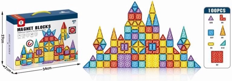 Jeu de construction 3D magnétique, 100 pièces
