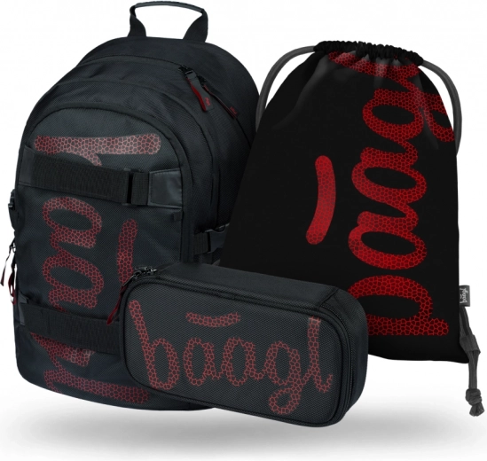School Set BAAGL Skate Red: Backpack, Pencil Case, Bag