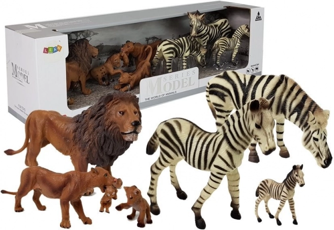 Set figuren Afrika – wilde dieren: leeuwen- en zebrafamilie