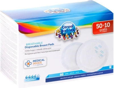 Canpol babies contoured breathable breast pads 3D, 60 pcs (50 + 10 free)
