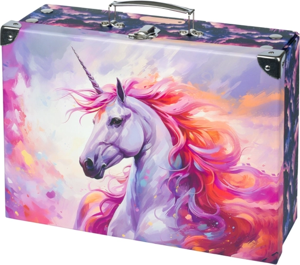 Folding children's suitcase with unicorn motif