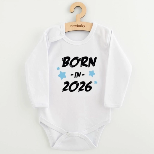 Baby bodysuit with print NEW BABY Born in 2026, blue