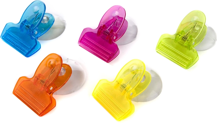 Suction Cup Paper Clips, Assorted Colors, Set of 5