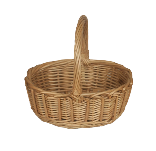 Natural wicker basket with handle 23 × 17 × 10/21 cm