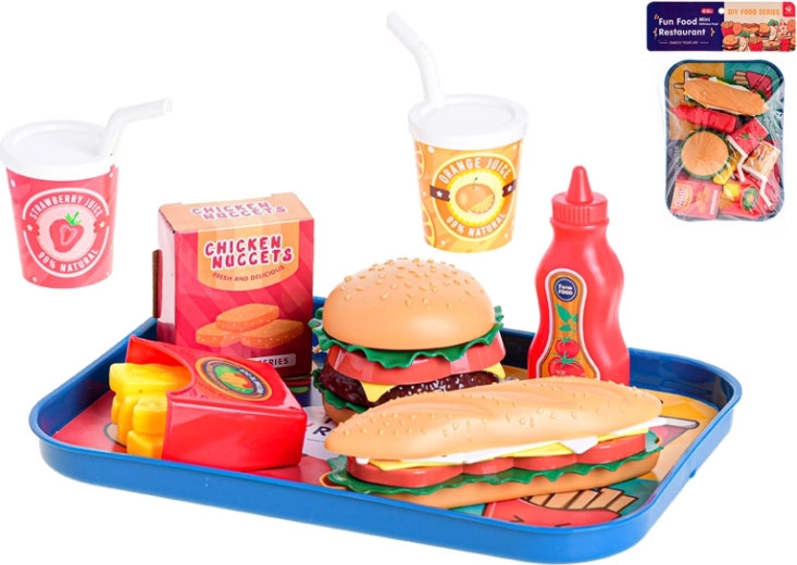 Set fast-food pour enfants avec plateau, 26 pièces