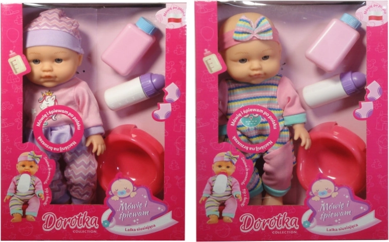 Zingende en pratende pop Dorotka met potje 28 cm