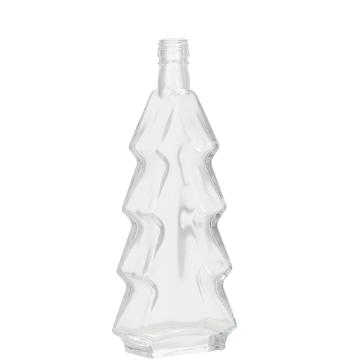 Bouteille en verre en forme de sapin de Noël 500 ml avec bouchon doré