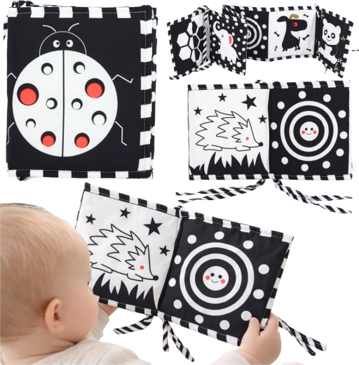 High-contrast double-sided fabric book and play mat for babies