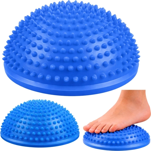 Sensorial balance half-dome for foot massage, blue 16 cm