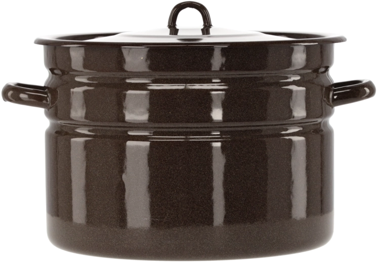 Enamel pot 16 l, diameter 32 cm, brown with lid