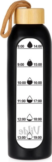 Vilde glass water bottle with silicone sleeve, black 600 ml
