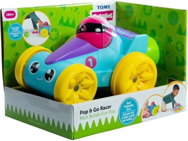 TOMY raceauto met stuiterballen – blauw