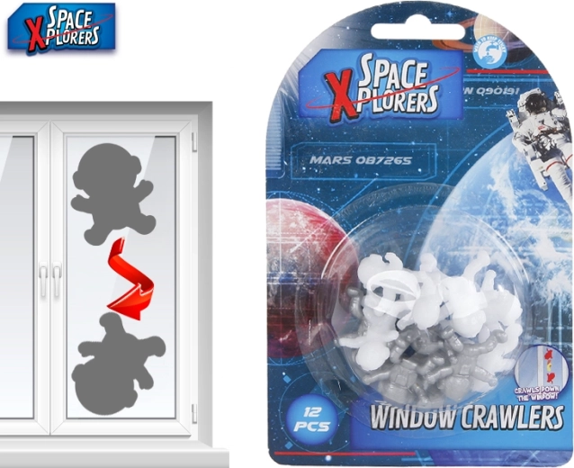 Set ruimtekruipers voor op glas – astronauten 2 cm, 12 stuks