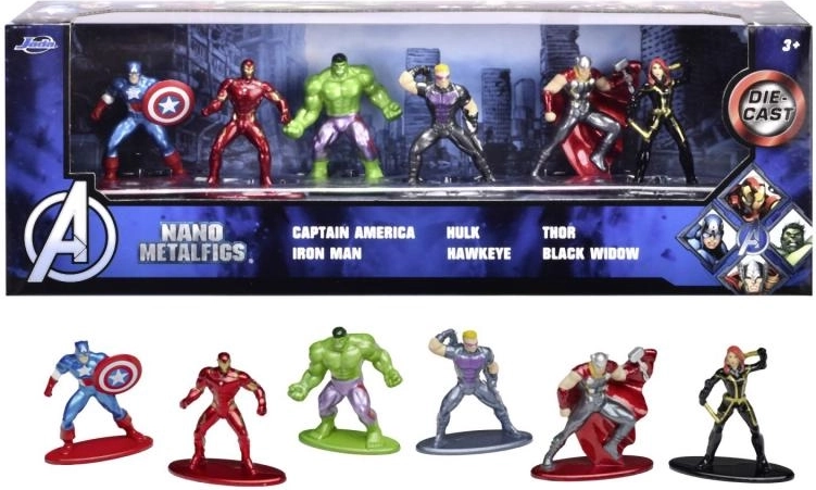 metalen verzamelbare nano figuurtjes MARVEL AVENGERS, set van 6 stuks (4 cm)