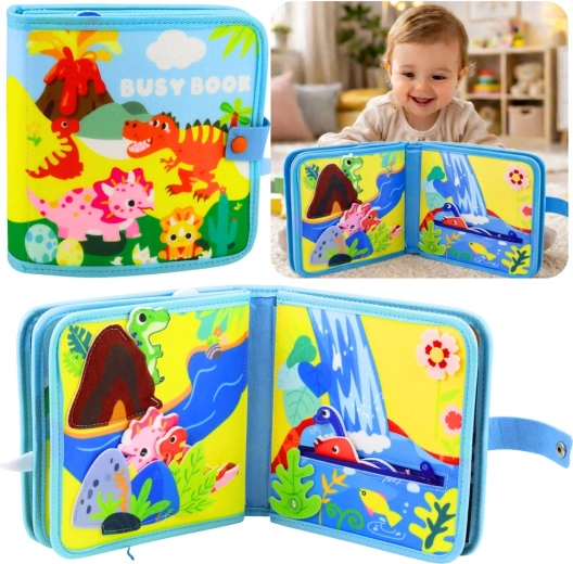 Livre sensoriel en feutrine dinosaures – quiet book éducatif pour enfants