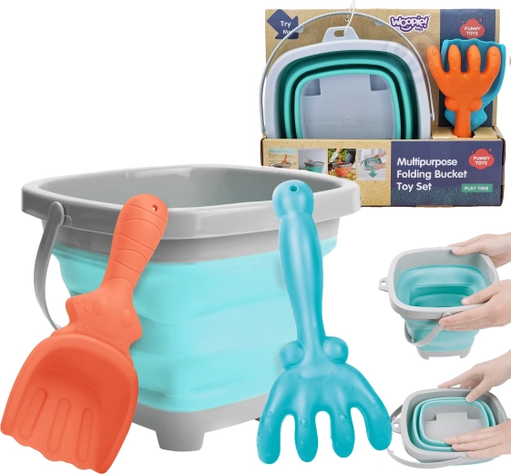 Opvouwbare siliconen emmer met hark en schep WOOPIE 5 l