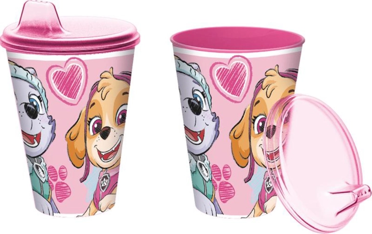 Gobelet en plastique avec bec PAW PATROL 430 ml rose