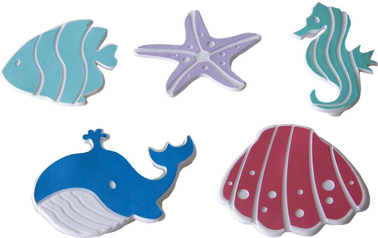 Non-slip bath mats for kids – mixed shapes, set of 5