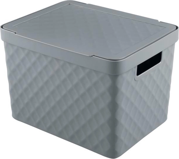 Plastic opbergmand met deksel HEIDRUN 17,5 l