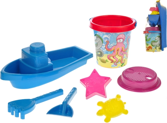 Set de sable avec bateau – jouet coloré 7 pièces pour enfants