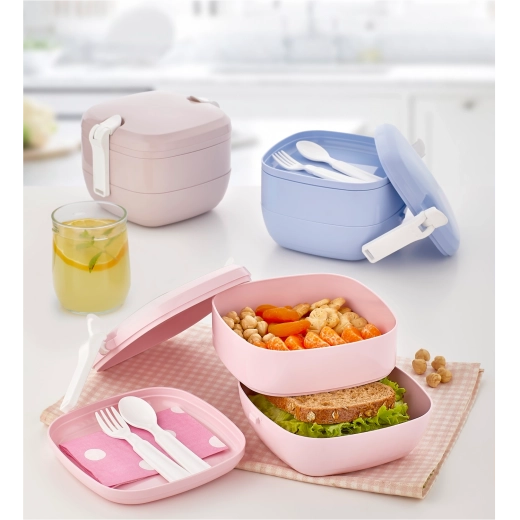Lunch box double avec set de couverts