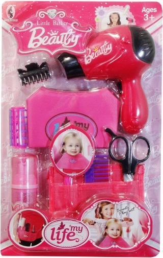 Set de coiffure avec tablier rose pour enfants