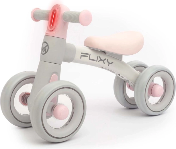 Children's four-wheel balance bike with LED light Milly Mally Flixy pink
