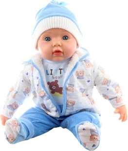 Baby boy doll in outfit with teddy bear 50 cm