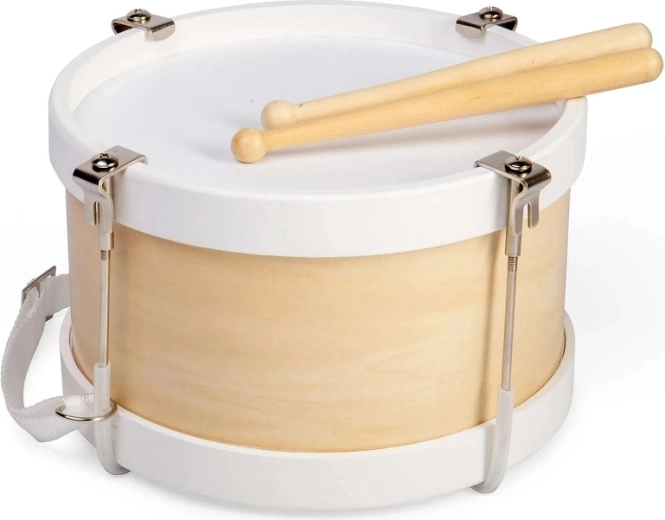 Petit tambour en bois avec sangle – naturel