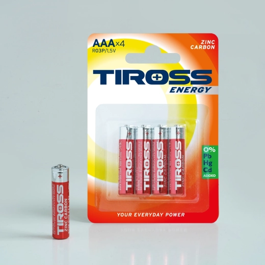 Zinc-carbon AAA batteries 1.5 V – pack of 4
