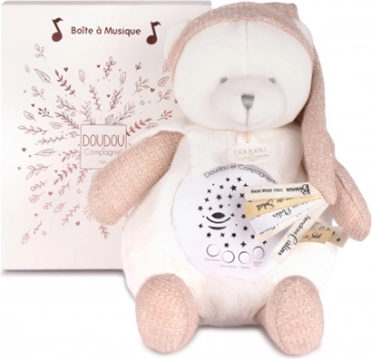 Doudou et Compagnie veilleuse musicale nocturne avec projection d’étoiles – ourson rose