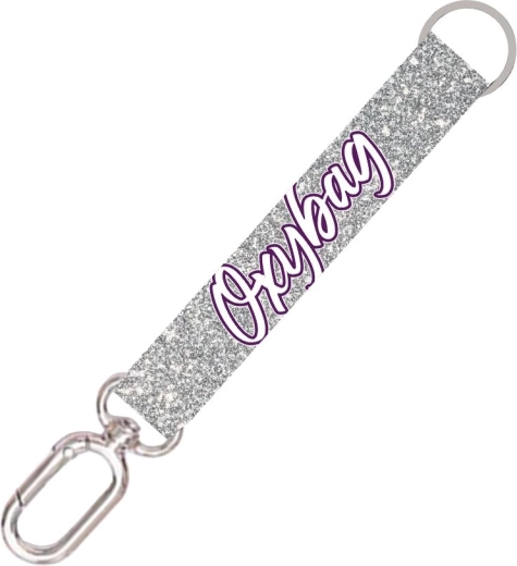Short keychain with carabiner Silver Glitter