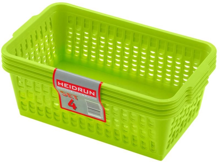 HEIDRUN plastic mandjes 25 × 14,5 × 10,5 cm, set van 4 stuks