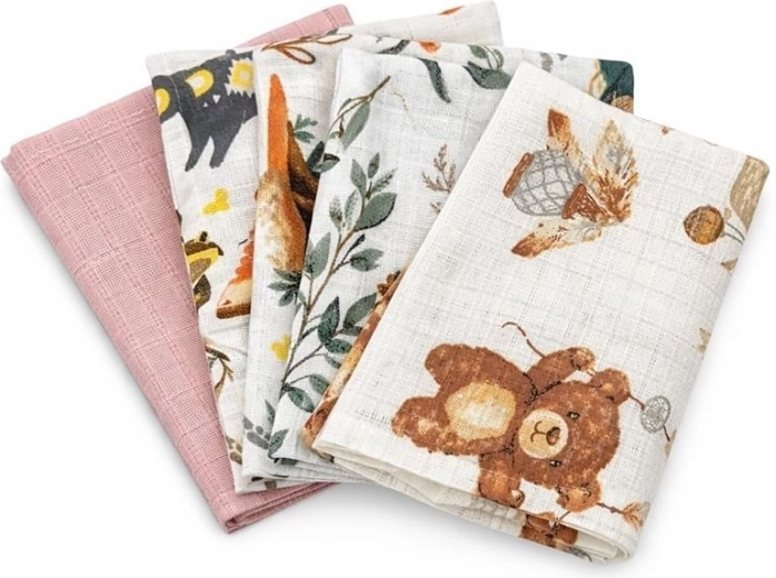 Couches en coton imprimées NEW BABY 60 × 80 cm, pour filles, lot de 5