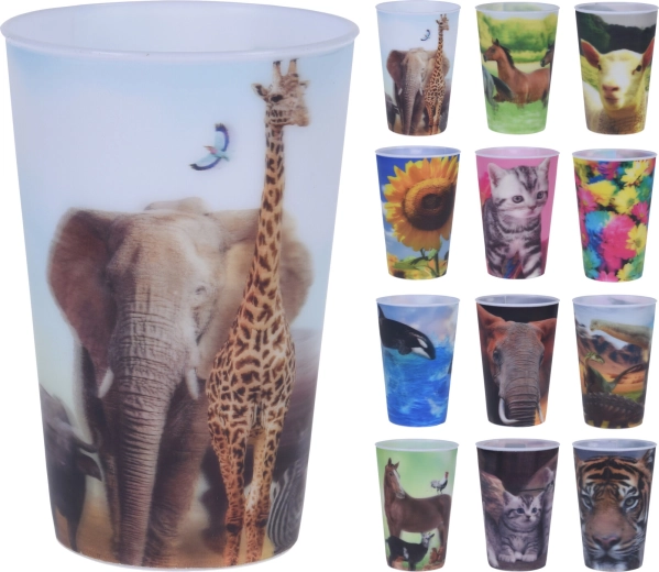 Tasse en plastique avec motifs naturels 3D 300 ml