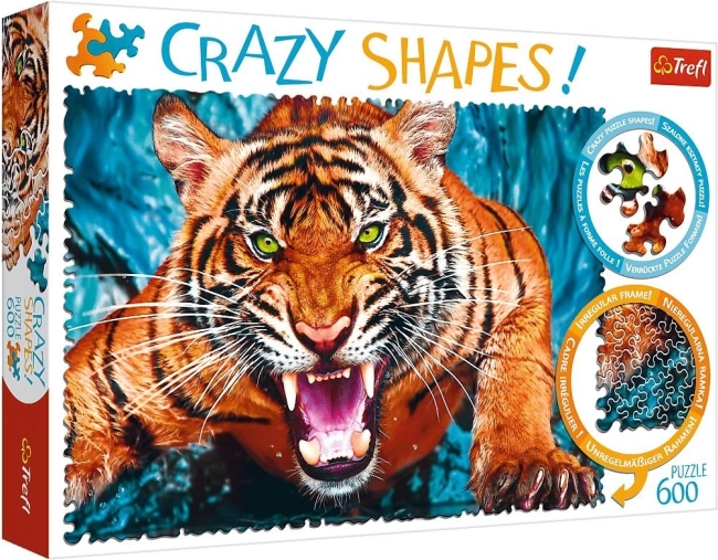 Puzzle Crazy Shapes 600 Pieces Face to Face with Tiger Trefl