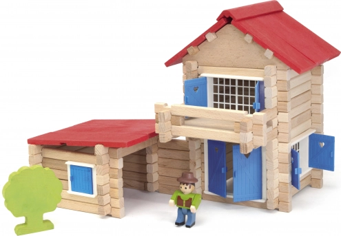 Jeujura Houten bouwset 140 delen Huisje