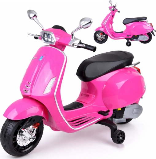 Scooter électrique pour enfants VESPA avec mélodies et roues stabilisatrices – Rose