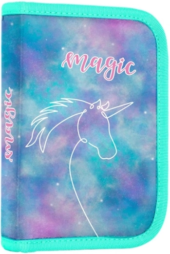 Single-compartment school pencil case Unicorn with 2 flaps, empty
