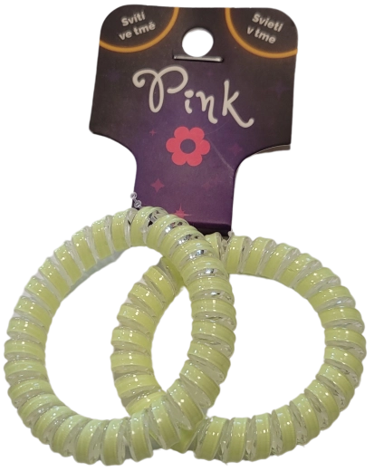 Lichtgevende spiraal-haarelastieken PINK, 2 stuks