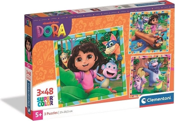 Clementoni puzzel Dora 3×48 stukjes SuperColor