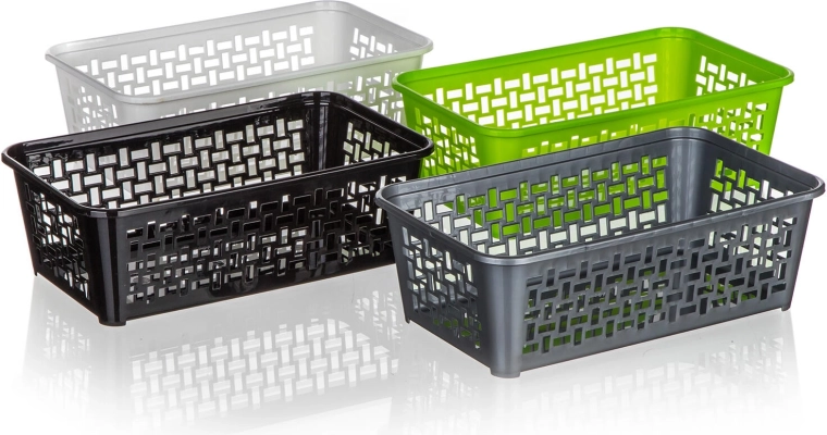Plastic storage basket 24.7 × 14.7 × 8 cm – color mix