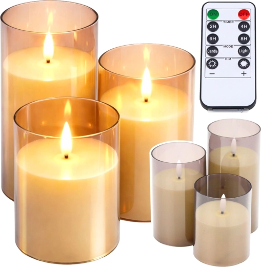 Set of LED Candles with Remote Control, Warm Light, 3 pcs