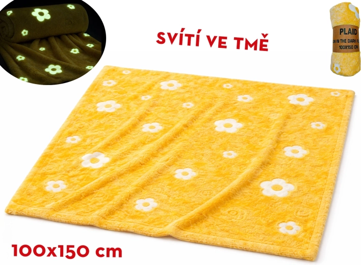 Couverture en peluche lumineuse motif floral 100 × 150 cm jaune